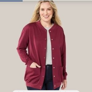 Anthony Richards Burgandy Fleece Cardigan Size Medium